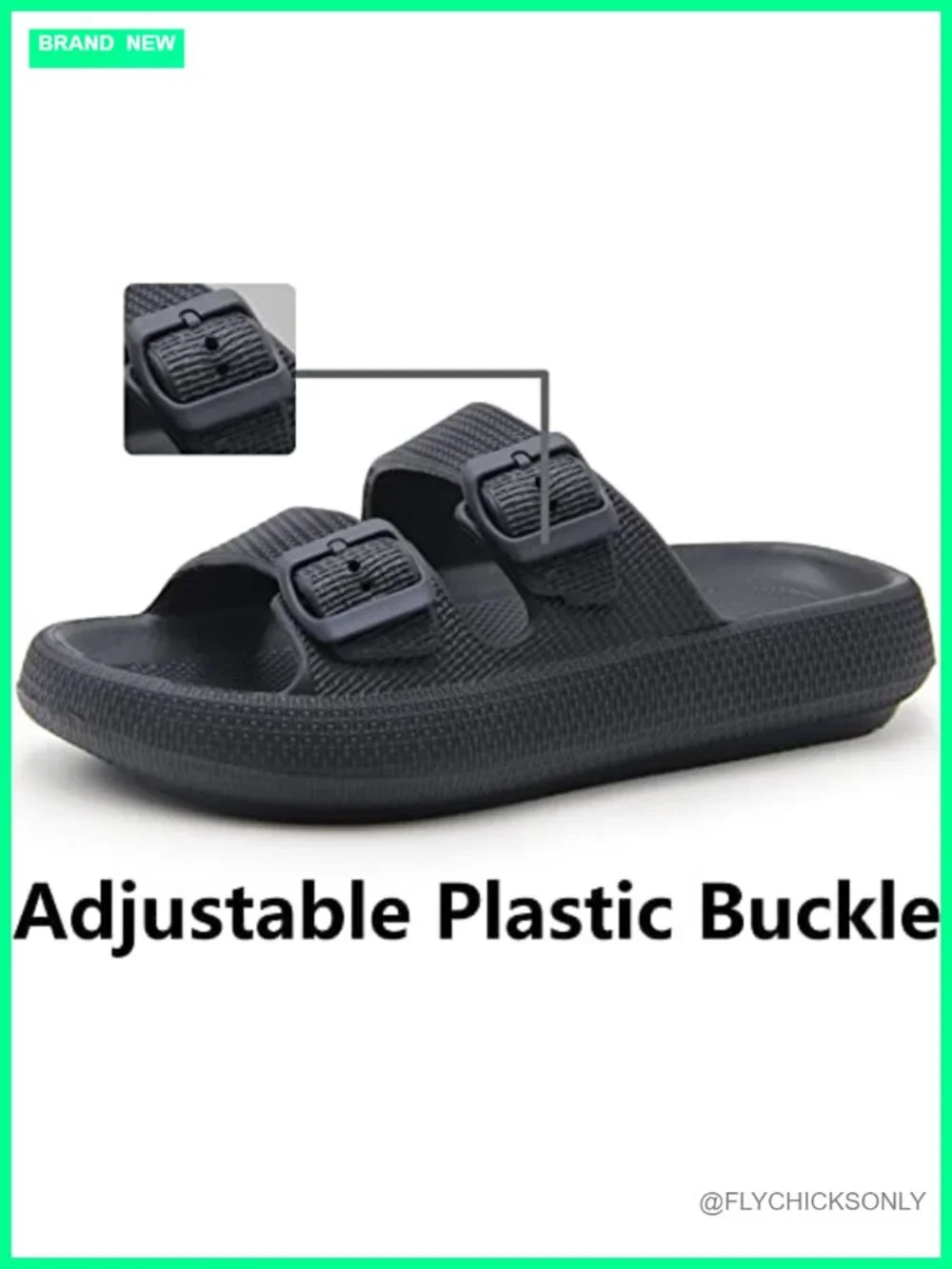 Double Buckle EVA Slide Sandals with Adjustable Straps